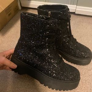 Sparkly combat boots